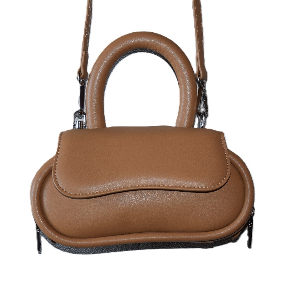 Melie Bianco Crossbody Bag Womens Small Brown Excellent Vegan Leather Structured